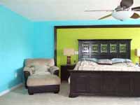 Bright paint colors in bedroom.